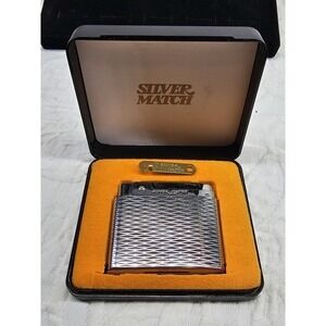 Silver Match Vintage Lighter Chrome Engraved Pattern Case